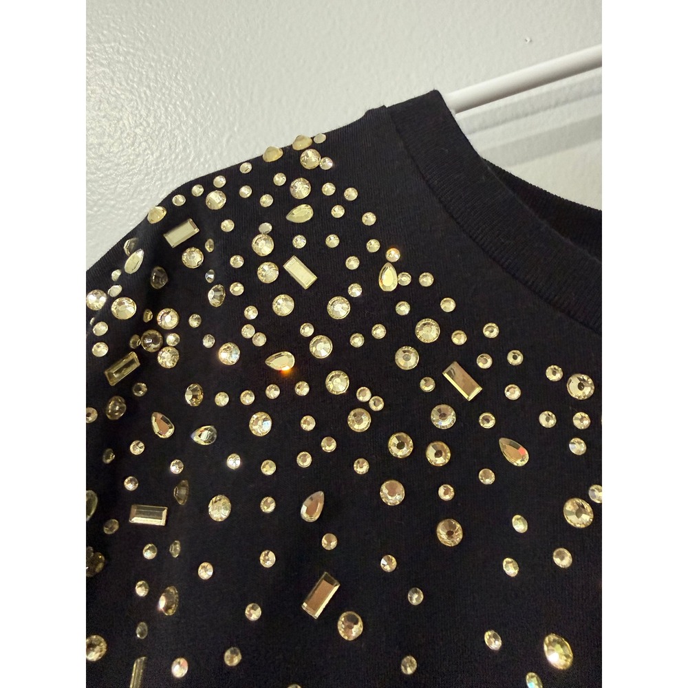 Wicked Universal Studios Black Rhinestone Embellished Crop Graphic T-Shirt L - Picture 2 of 4